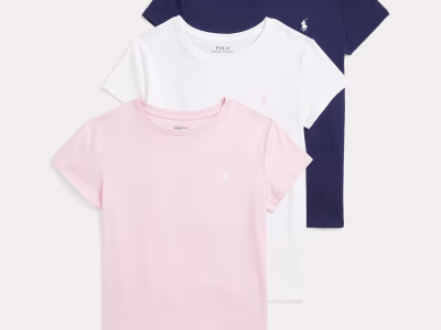Cotton Jersey Crewneck Tee 3-Pack Toddler/Kid Girls-White/Pink/Navy