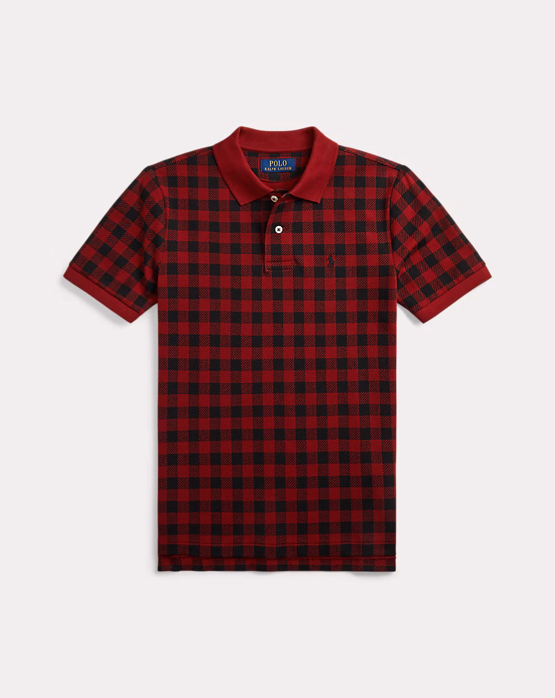 s7-AI323981277001_lifestyle Buffalo Check Cotton Mesh Polo Shirt Toddler/Kid Boys-Red - Image 1