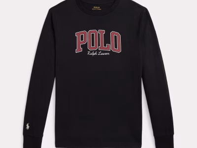 Logo Cotton Long-Sleeve Tee Toddler/Kid Boys-Polo Black