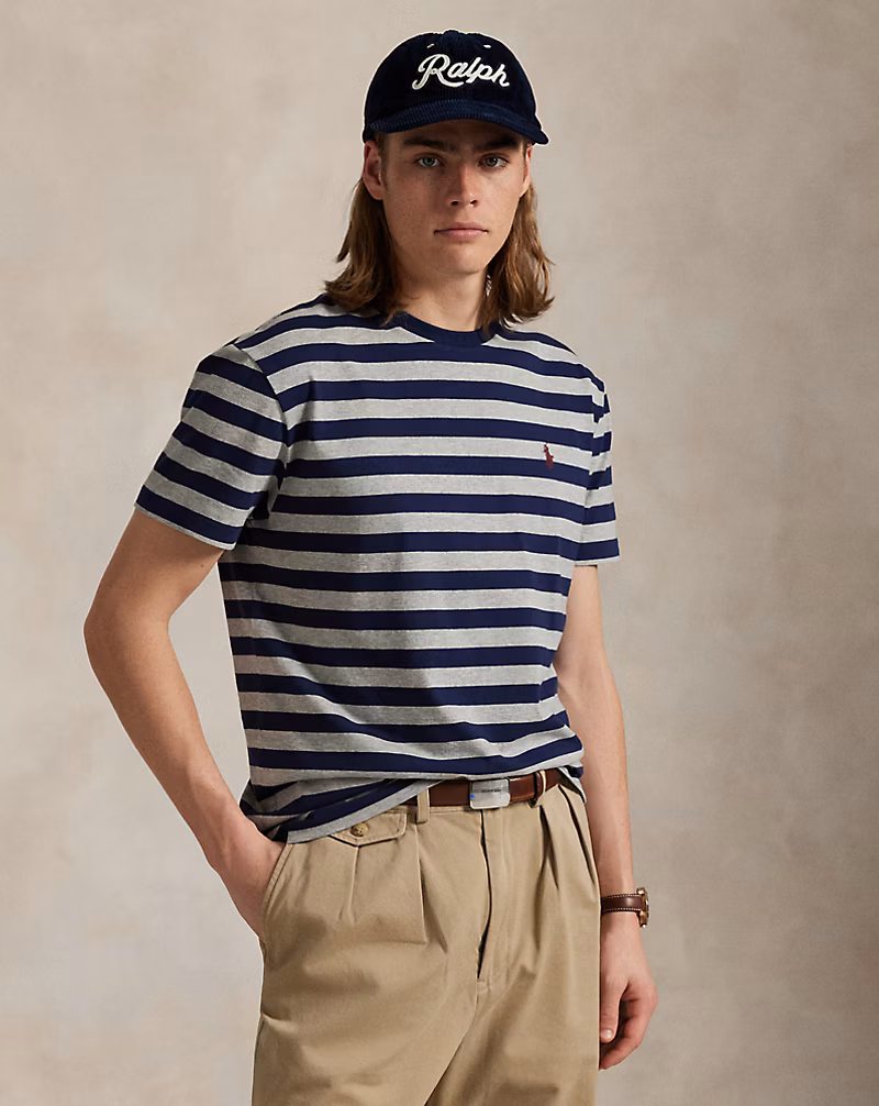 s7-AI710860002014_alternate10 Classic Fit Striped Jersey T-Shirt-Andover Heather/Navy - Image 1