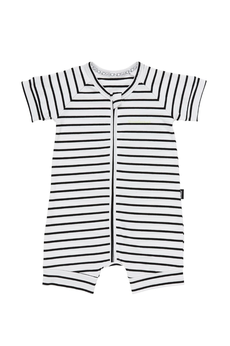 zip-romper-wondersuit-bxnma-09c-52716 Zip Romper Wondersuit-Black/ White - Image 1