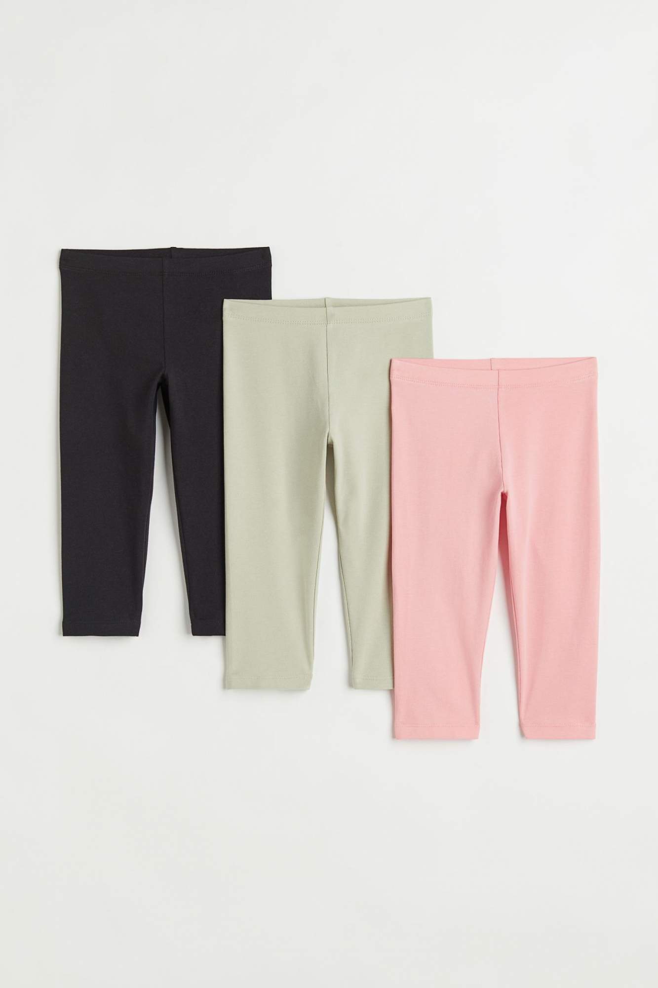 READYSTOCK 3-pack cotton leggings - Light pink/Light green/Black