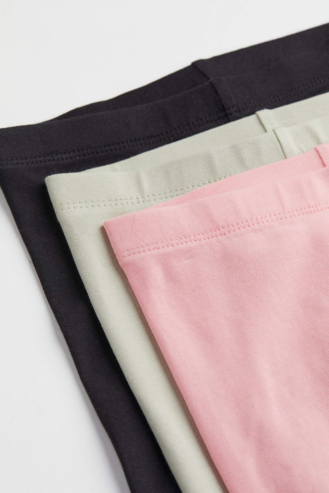 READYSTOCK 3-pack cotton leggings - Light pink/Light green/Black - Image 2