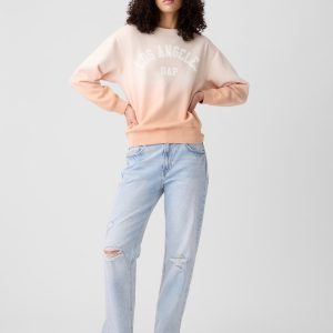 READYSTOCK Relaxed Gap Graphic Sweatshirt - Pale Warm Pink