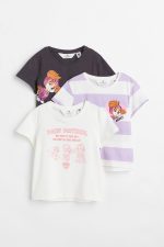 READYSTOCK H&M 3-pack printed jersey tops - Light purple/Paw Patrol