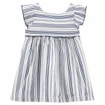 READYSTOCK Striped Flutter Jersey Dress - Navy/White