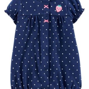 READYSTOCK Strawberry Snap-Up Romper - BLUE