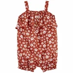 READYSTOCK Floral Ruffle Romper - Brown