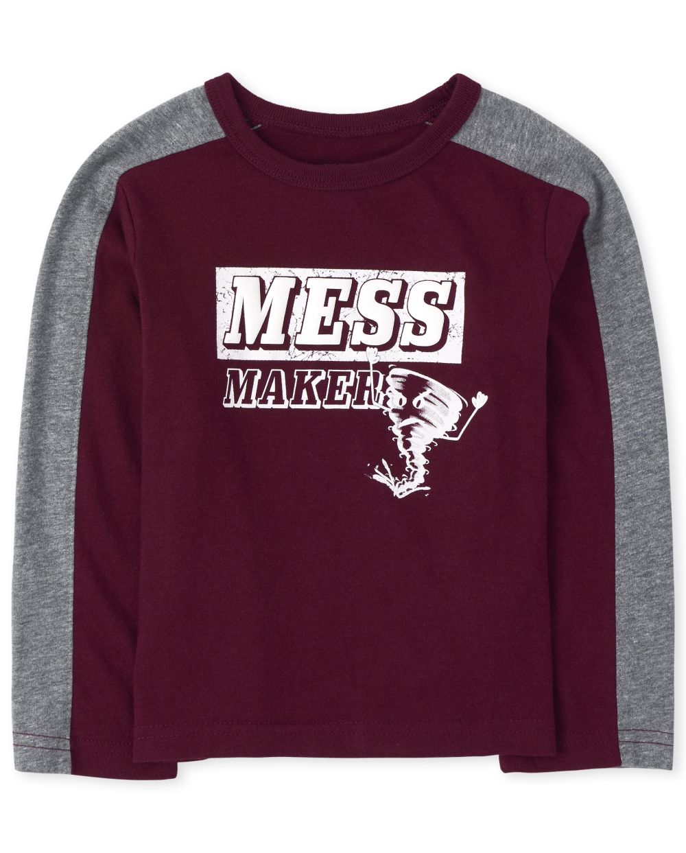 READYSTOCK Toddler Boys Graphic Striped Arm Top REDWOOD