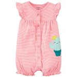 READYSTOCK Cactus Snap-Up Romper - Pink