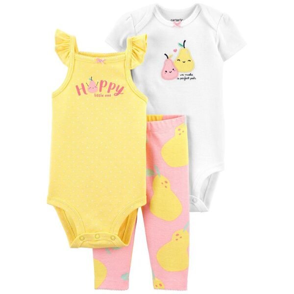 3-Piece Pear Little Character Set Baby Girls – Pink/Yellow