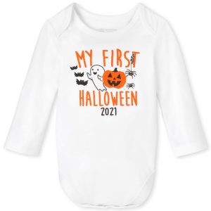 READYSTOCK Unisex Baby First Halloween Graphic Bodysuit - White