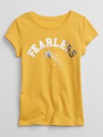 READYSTOCK Kids Graphic T-Shirt - Fearless gold metallic print