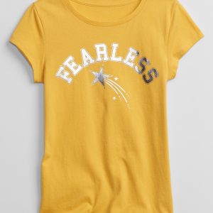 READYSTOCK Kids Graphic T-Shirt - Fearless gold metallic print