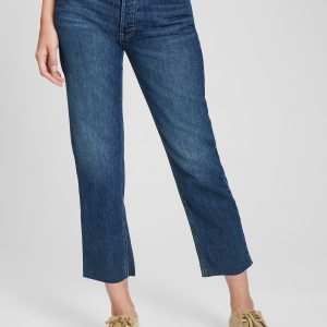 READYSTOCK Women High Rise Cheeky Straight Jeans (SHORT) - Dark Stillwell