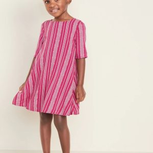 READYSTOCK Printed Elbow-Sleeve Swing Dress