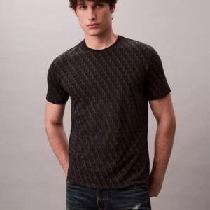 Liquid Touch Allover Monogram Classic T-Shirt-Black
