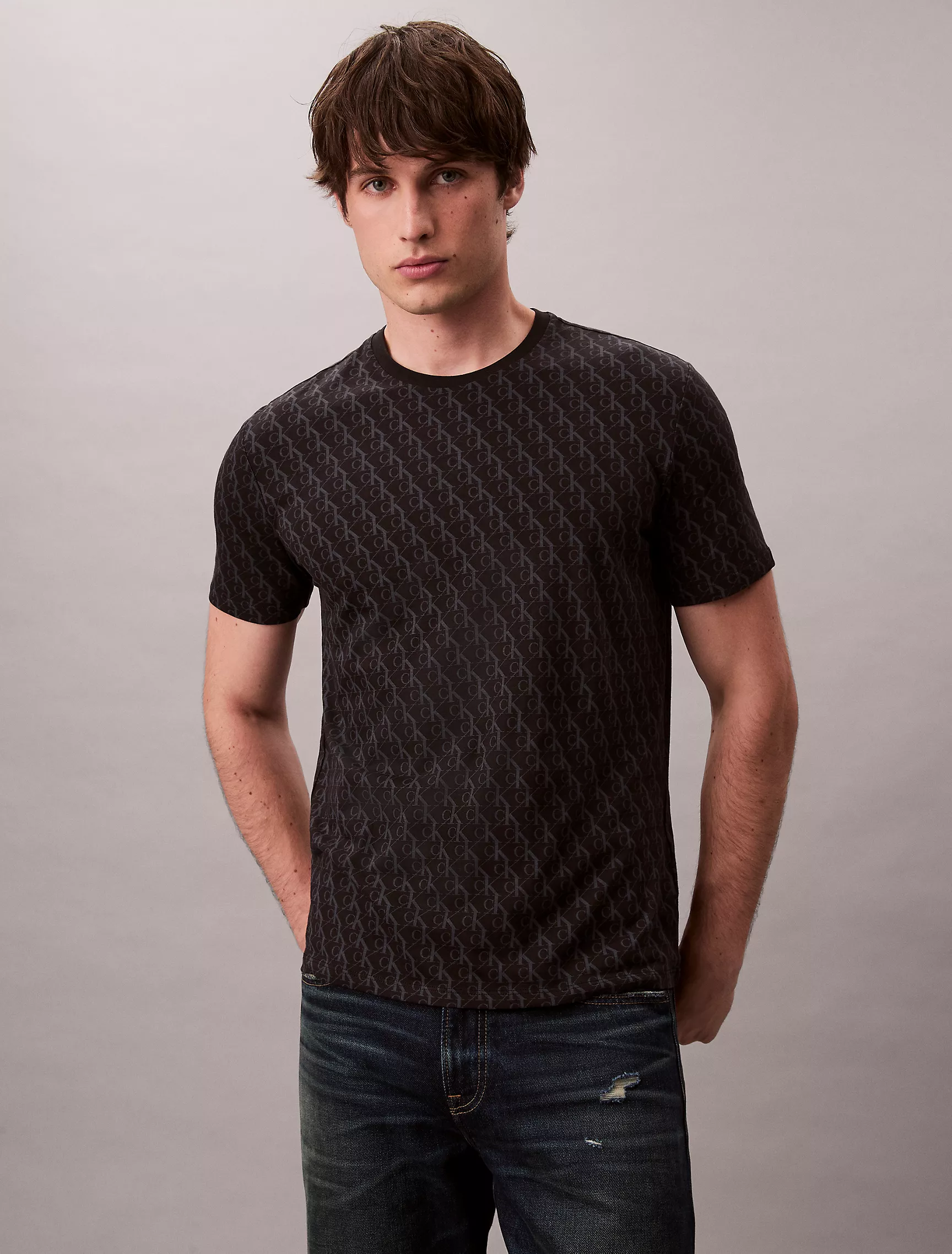 Liquid Touch Allover Monogram Classic T-Shirt-Black