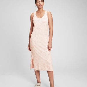 READYSTOCK Scoopneck Sleeveless Midi Dress - Neutral Tie Dye