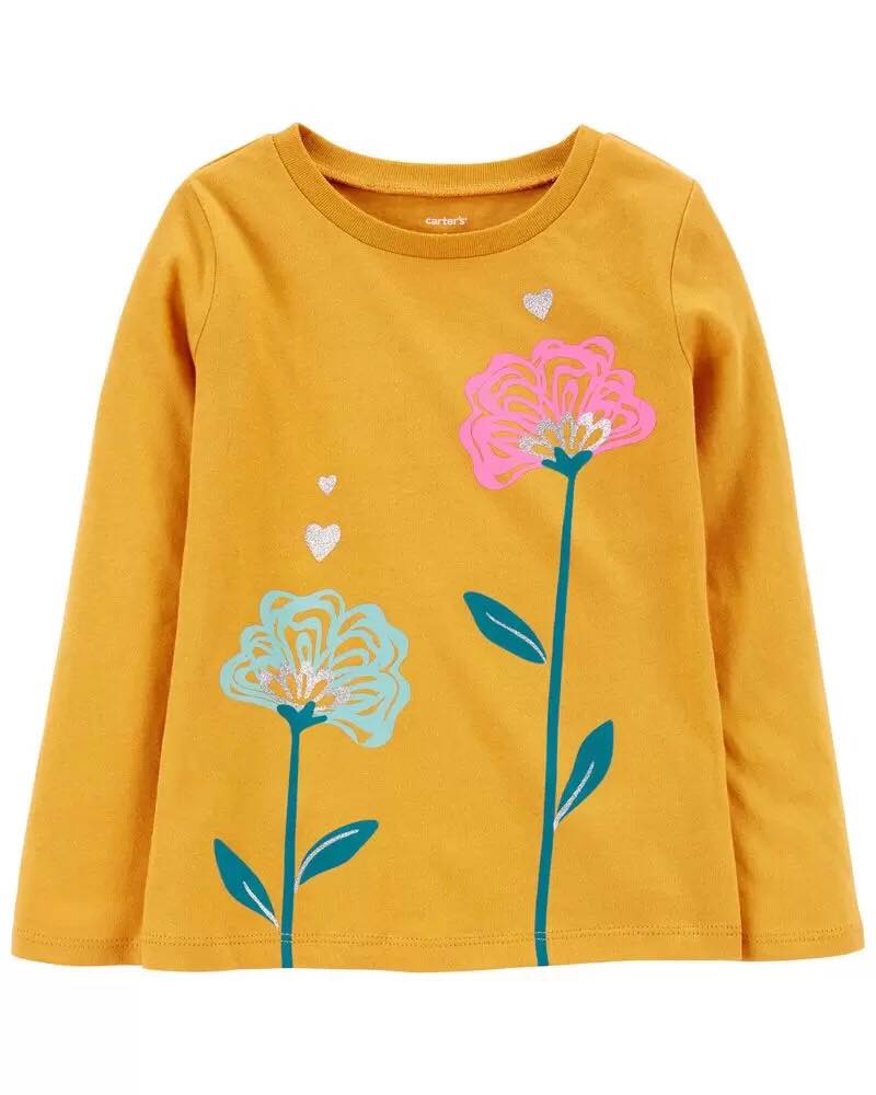 READYSTOCK Flower Jersey Tee - Gold