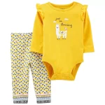 READYSTOCK 2-Piece Llama Bodysuit Pant Set - Gold