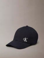 Brushed Cotton Twill Logo Baseball Cap-Black