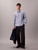 Stripe Poplin Relaxed Button-Down Shirt-Dusty Sailor Blue - Image 2