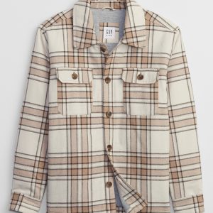 READYSTOCK Kids Plaid Shirt Jacket - Neutral Plaid
