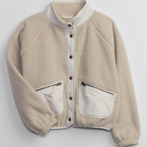 READYSTOCK Kids Recycled Sherpa Bomber Jacket - Moonstone