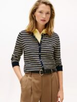 Lightweight Stripe Cardigan-Navy Blue Stripe