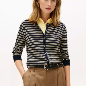 Lightweight Stripe Cardigan-Navy Blue Stripe
