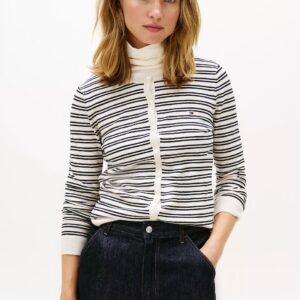 Lightweight Stripe Cardigan-Beige