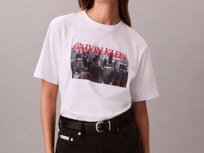 Cityscape Logo Graphic Boxy T-Shirt-Brilliant White