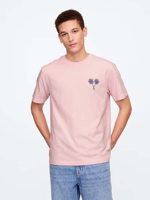 Everyday Soft Relaxed Graphic T-Shirt-Pink Rose Mist