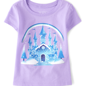 READYSTOCK Girls Winter Castle Graphic Tee - Iris Pop