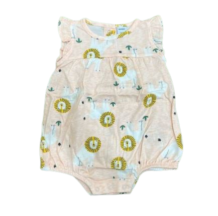 C12-02-0158 OLD NAVY lion printed romper Peach