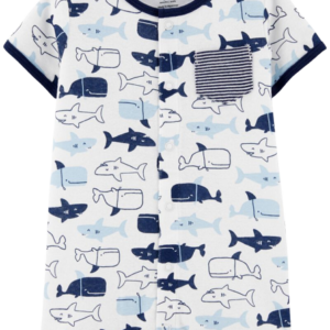 READYSTOCK Baby Sharks Snap-up Romper