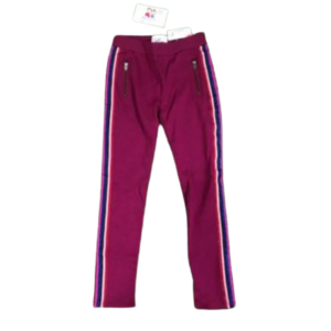 C13-08-0653-006T Girls Rainbow Side Stripe Zip Ponte Knit Pull on Jeggings