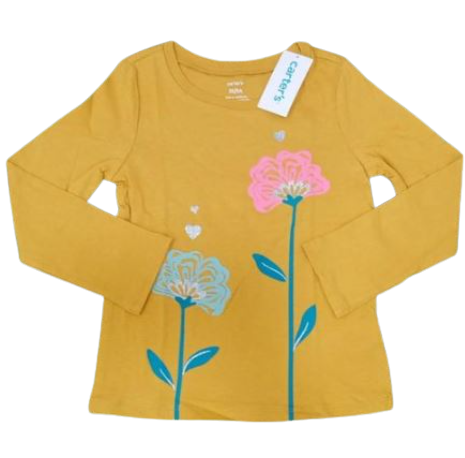 READYSTOCK Flower Jersey Tee - Gold - Image 2