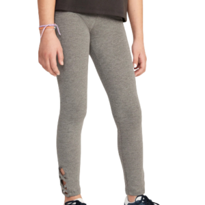 C12-08-0572 Built-In Tough Full-Length Lattice-Hem Leggings for Girls - Heather Gray