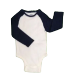 C12-03-0148-1824 OLD NAVY BABY LONG SLEEVE BODYSUIT WHITE BLUE (size 18-24M)