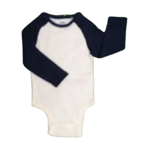 C12-03-0148-1824 OLD NAVY BABY LONG SLEEVE BODYSUIT WHITE BLUE (size 18-24M)