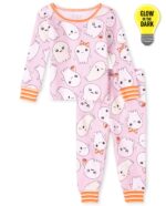 C13-08-0635-006T Baby and Toddler Girls Halloween Glow Ghosts Snug Fit Cotton Pajamas
