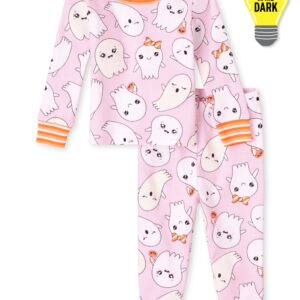 C13-08-0635-006T Baby and Toddler Girls Halloween Glow Ghosts Snug Fit Cotton Pajamas