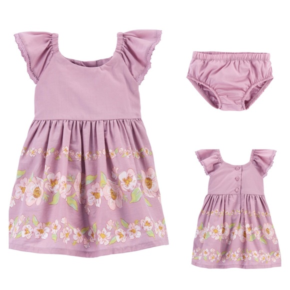 READYSTOCK OSHKOSH Baby Girl Floral Sleeveless Dress - Lilac