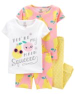 READYSTOCK carter's 4-Piece Pear 100% Snug Fit Cotton PJs - Pink/Yellow