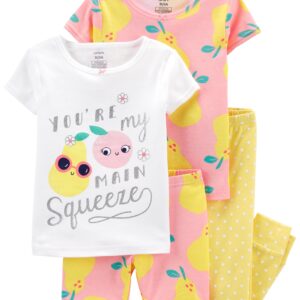READYSTOCK carter's 4-Piece Pear 100% Snug Fit Cotton PJs - Pink/Yellow