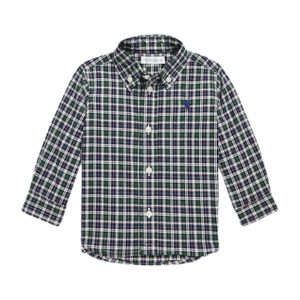 READYSTOCK Plaid Cotton Poplin Shirt Baby Boys - Navy/Green Multi