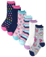 C13-08-0543 Girls Rainbow Crew Socks 6-Pack - multi