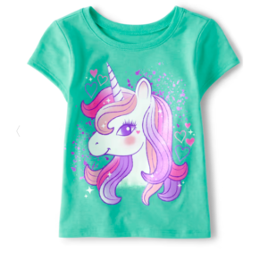 READYSTOCK Toddler Girls Unicorn Graphic Tee - S/D Neonsurfgrn